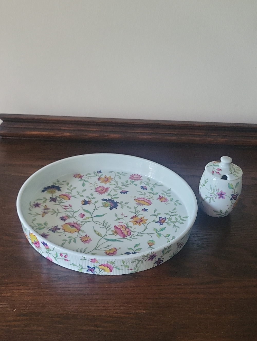 Vintage French Royal Limoges Porcelain Quich Dish & Honey or Jam Pot Set